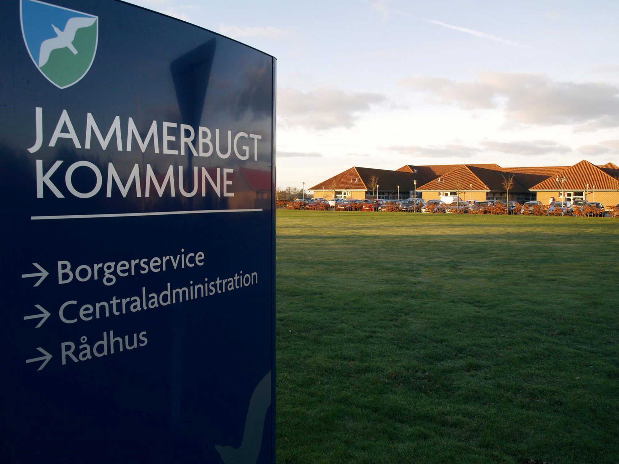 Jammerbugt Kommune signage outside the municipal administration building